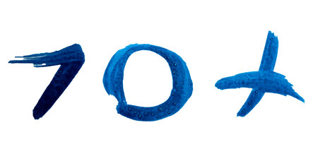 Bright blue brush strokes form striking letters, showing creativity and style.の写真素材