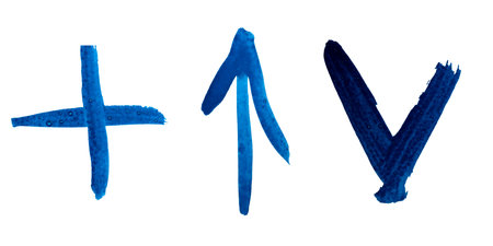 Colorful blue strokes form distinct shapes that capture attention and imagination.の写真素材