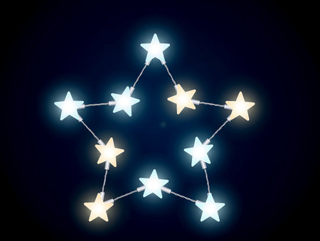Glowing stars form a beautiful pattern, illuminating the darkness with warmth.の素材