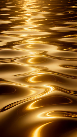 Waves shimmer with golden light as the sun sets, creating a serene atmosphere.の素材