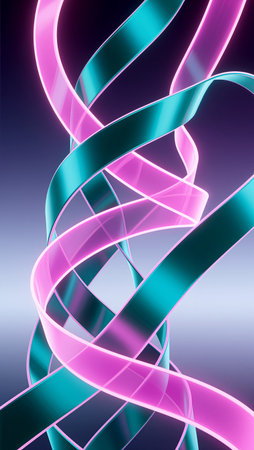 Vibrant ribbons swirl together in an elegant display of colors and movement.の素材