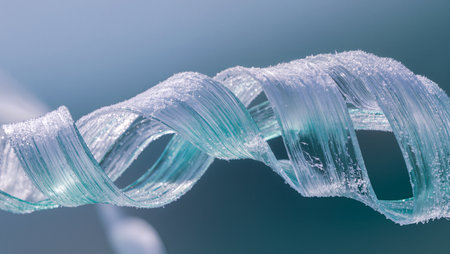 Delicate twisting strands shimmer with frost in cool, soft light, creating beauty.の素材