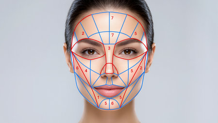 This artwork features a face with geometric lines accentuating its features.の素材