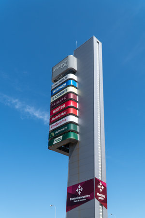 Coruna, Galicia, Spain; april 01 2019: View of Marineda City shopping mall outdoor sign in sunny dayのeditorial素材