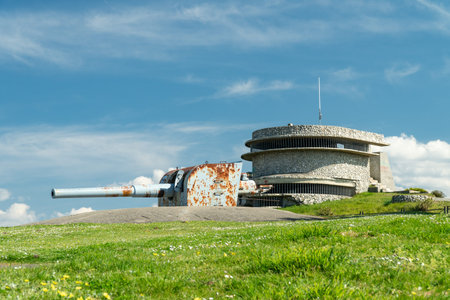Abandoned Coastal battery cannon in Monticano park Coruna, Spain