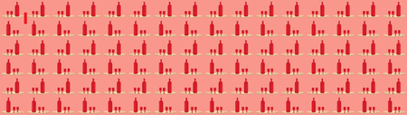Background of wine bottle and glass on tray. Seamless vector illustrationのイラスト素材