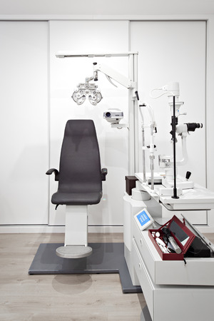 Ophthalmology machine. Eye-sighting machine and tools on Ophthalmologist officeの写真素材