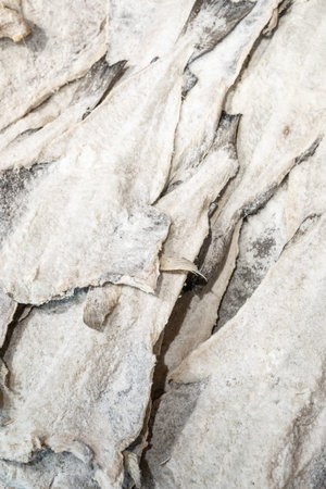Dried salted cod at farmers market. Santiago de Compostela, Spain