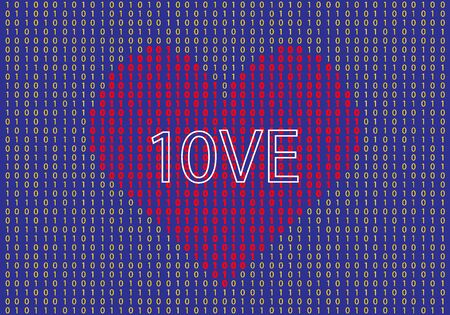 Heart shape made of binary numbers and LOVE text. Tech love concept Vector Illustration EPS 10のイラスト素材
