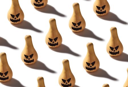 Halloween Pumpkin pattern isolated on white background. Jack o lanternの写真素材