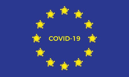 Coronavirus COVID-19 virus alert on European Union concept. EU flagのイラスト素材