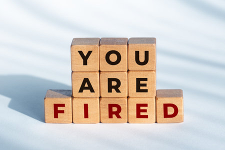 You are Fired phrase on wooden dices. Unemployment conceptの写真素材