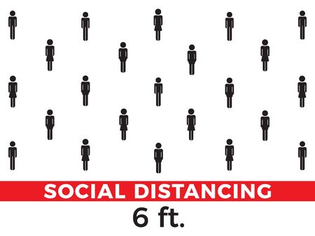 social distancing concept. Stay six feet apart. Flat icon illustrationのイラスト素材