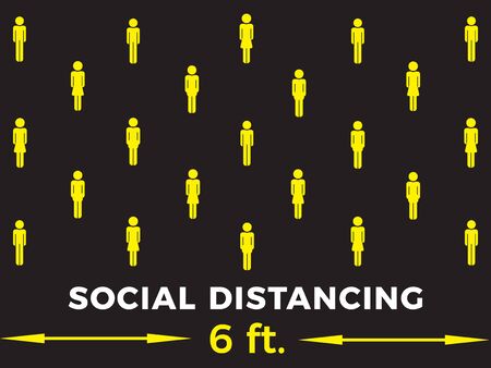social distancing concept. Stay six feet apart. Flat icon illustrationのイラスト素材