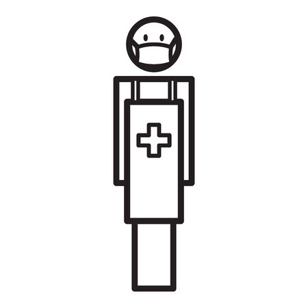 Doctor or nurse wearing medical mask. Icon Flat illustrationのイラスト素材