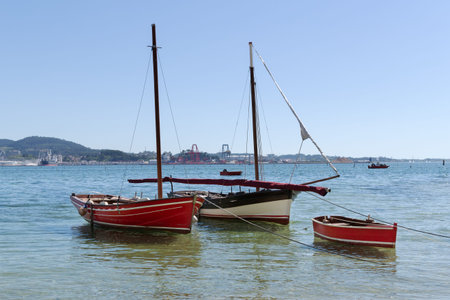 Scene of Two Traditional sailing boat on the sea.