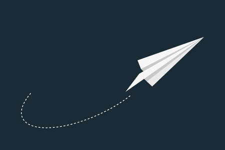 White Paper airplane flying background. Vector illustration. Copy spaceのイラスト素材