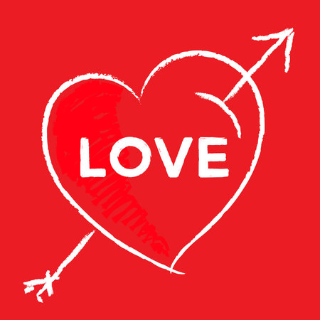 Hand drawn heart isolated. Doodle sketch red heart shape. Love concept Valentines day. Vector Illustrationのイラスト素材