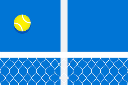 Tennis Ball On blue Court. Flat vector illustrationのイラスト素材
