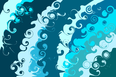 Liquid ink swirl or waves abstract background. Artistic green and blue texture. Vector illustration
