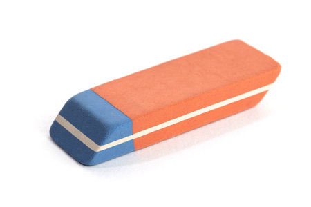Pen Ink Eraser Isolated on White Background. Erasing concept. Copy space