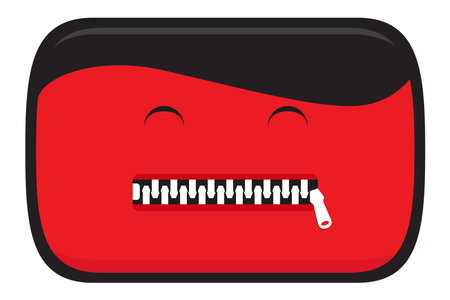 Video Social media icon with zipper on mouth . Censored video content. Vector illustrationのイラスト素材