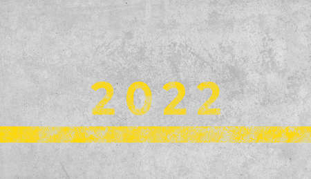 2022 number painted on grunge concrete background. New year conceptの写真素材