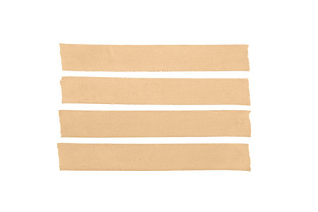Group of four beige blank cloth tape isolated on white background. Mock up templateの写真素材