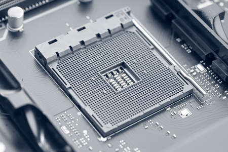 CPU socket on motherboard. Modern Computer technologyの写真素材