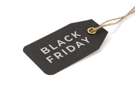 Black friday tag isolated on white background. Shopping sale concept background