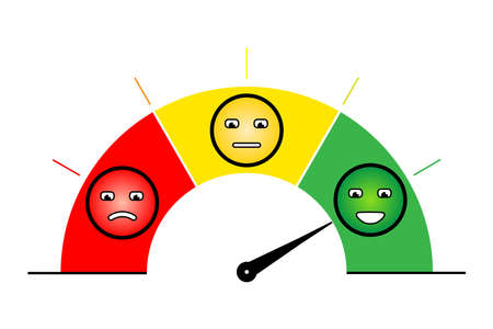 Rating or score concept. Gauge with needle pointing to excellent. Vector illustrationのイラスト素材