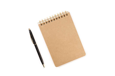 Spiral notepad and pen Isolated on white background. Template mock upの写真素材