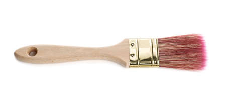 Wooden Paint brush isolated on white backgroundの写真素材