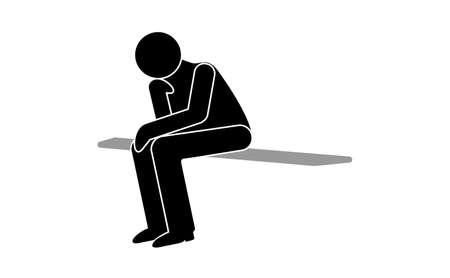 Sit Person Thinking icon. Depression, sad, loneliness concept. Vector illustrationのイラスト素材