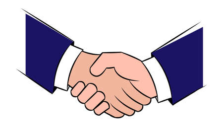 Handshake of partners. Business handshake. Successful deal. Vector flat style illustrationのイラスト素材