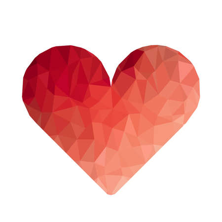 Red heart shape low poly wireframe style. Icon Vector illustrationのイラスト素材