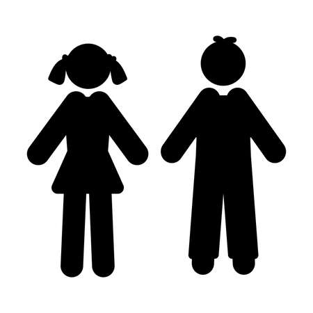 Modern Girl and Boy icon isolated on white background. Flat vector illustrationのイラスト素材