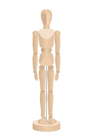 Lay Figure Wooden Mannequin isolated on white background. Basic Position. Vector illustrationのイラスト素材