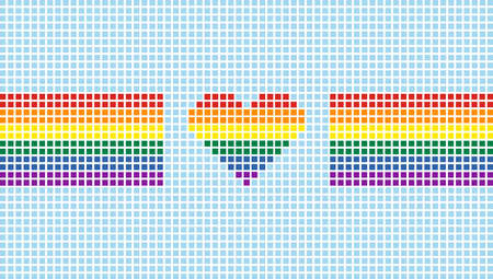 Pride flag and heart shape background. Summer Swimming pool mosaic or pixel style. LGBT love sign. Vector illustrationのイラスト素材