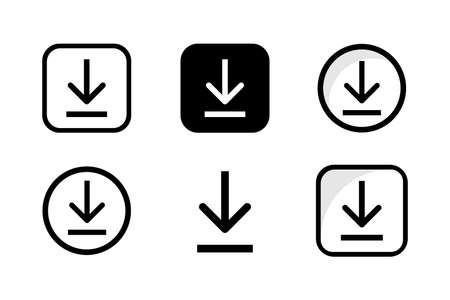 Set of download icon symbol isolated on white background. Vector illustrationのイラスト素材