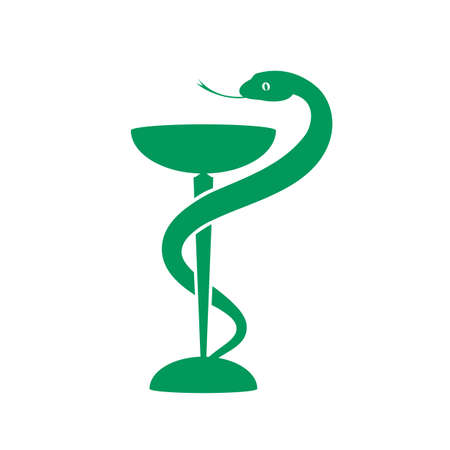 Pharmacy icon isolated on white background. Bowl of Hygeia symbol. Vector illustrationのイラスト素材