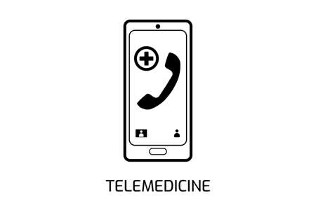 Telemedicine icon. Online medical assistance. Flat vector illustrationのイラスト素材