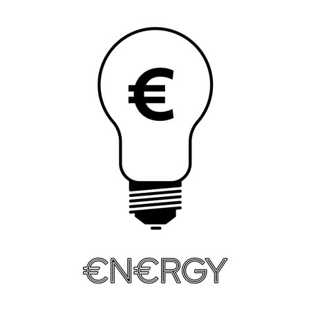 light bulb icon with euro symbol. Energy cost conceptのイラスト素材