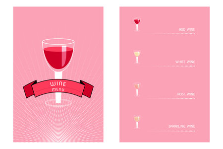 Wine menu template. Modern and retro style vector illustrationのイラスト素材