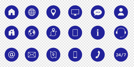 Business Contact us icon set. Flat design button style. Vector illustrationのイラスト素材