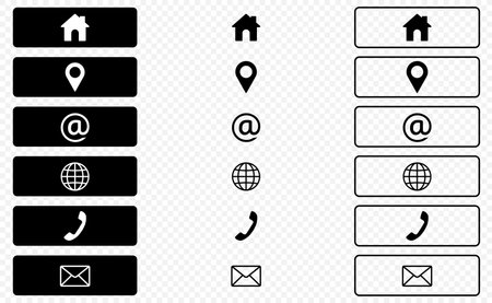 Business Contact us icon set. Rounded rectangle button style. Vector illustrationのイラスト素材