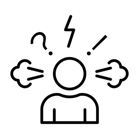 Angry person Stress or anxiety icon symbol. Frustration, burnout, furious concept. Outline vector illustrationのイラスト素材
