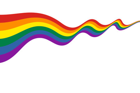 Waving ribbon Pride flag. Rainbow LGBT symbol icon. Flat vector illustrationのイラスト素材