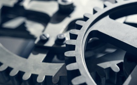 Machine Gear wheels industrial background. Selective focusの写真素材