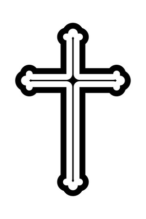 Gothic Christian cross icon symbol. Flat vector illustrationのイラスト素材